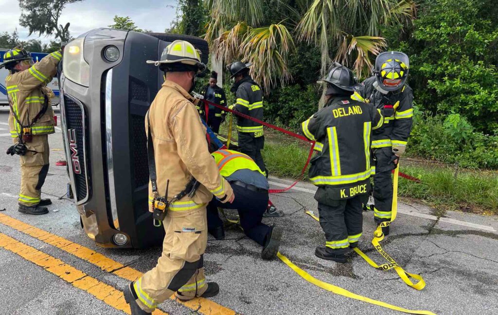 DeLand Fire Department responds to rollover vehicle accident 1