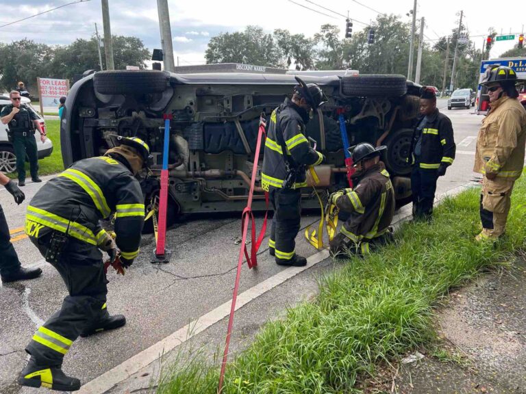 DeLand Fire Department responds to rollover vehicle accident