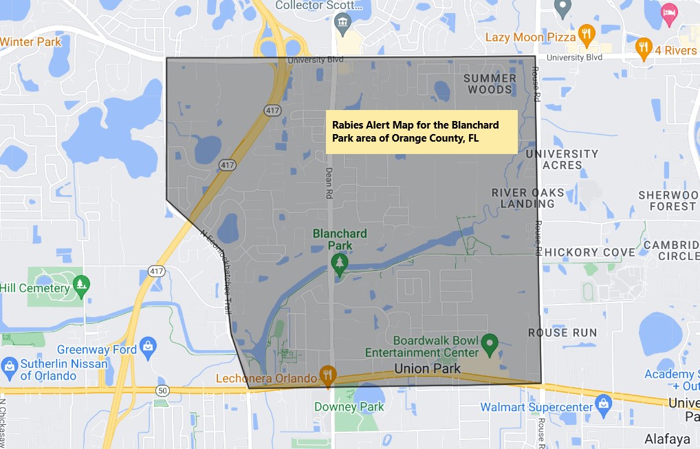 Rabies alert area on October 21