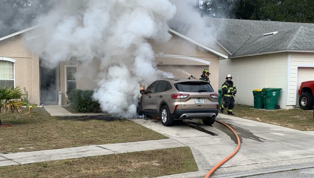 Crews attack vehicle fire in DeLand on November 9