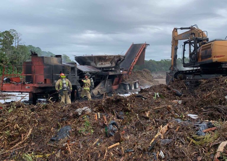Seminole County crews attack fire in mulcher at landfill