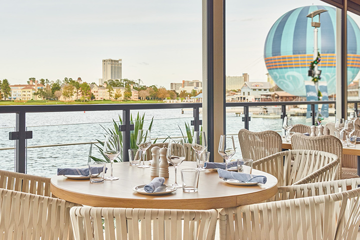 Dining room view from inside Summer House on the Lake at Disney Springs