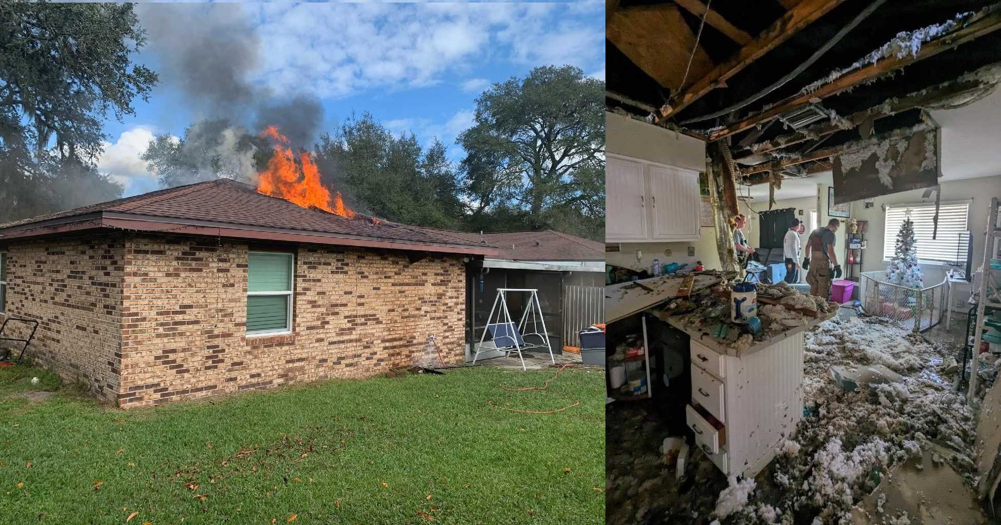 Fire in attic in home in DeLand