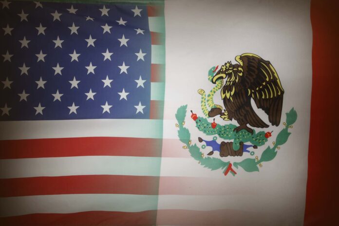 Flags of United States and Mexico combined