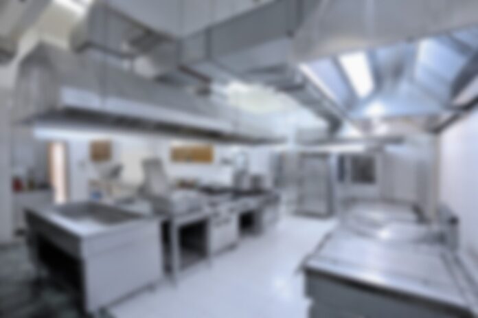 Industrial restaurant kitchen for health inspection