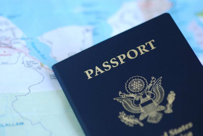 United States Passport on world map