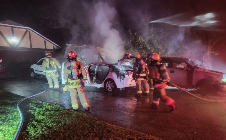 Crews extinguish four vehicle fires in front of home in Orlando on January 16
