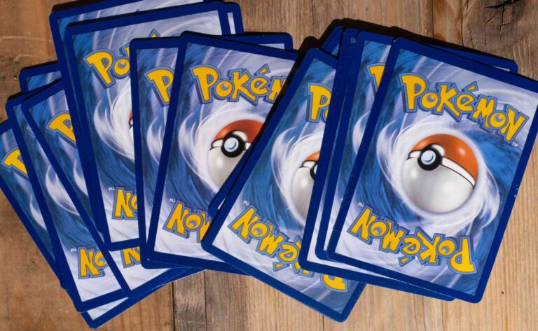Pokemon cards on a table