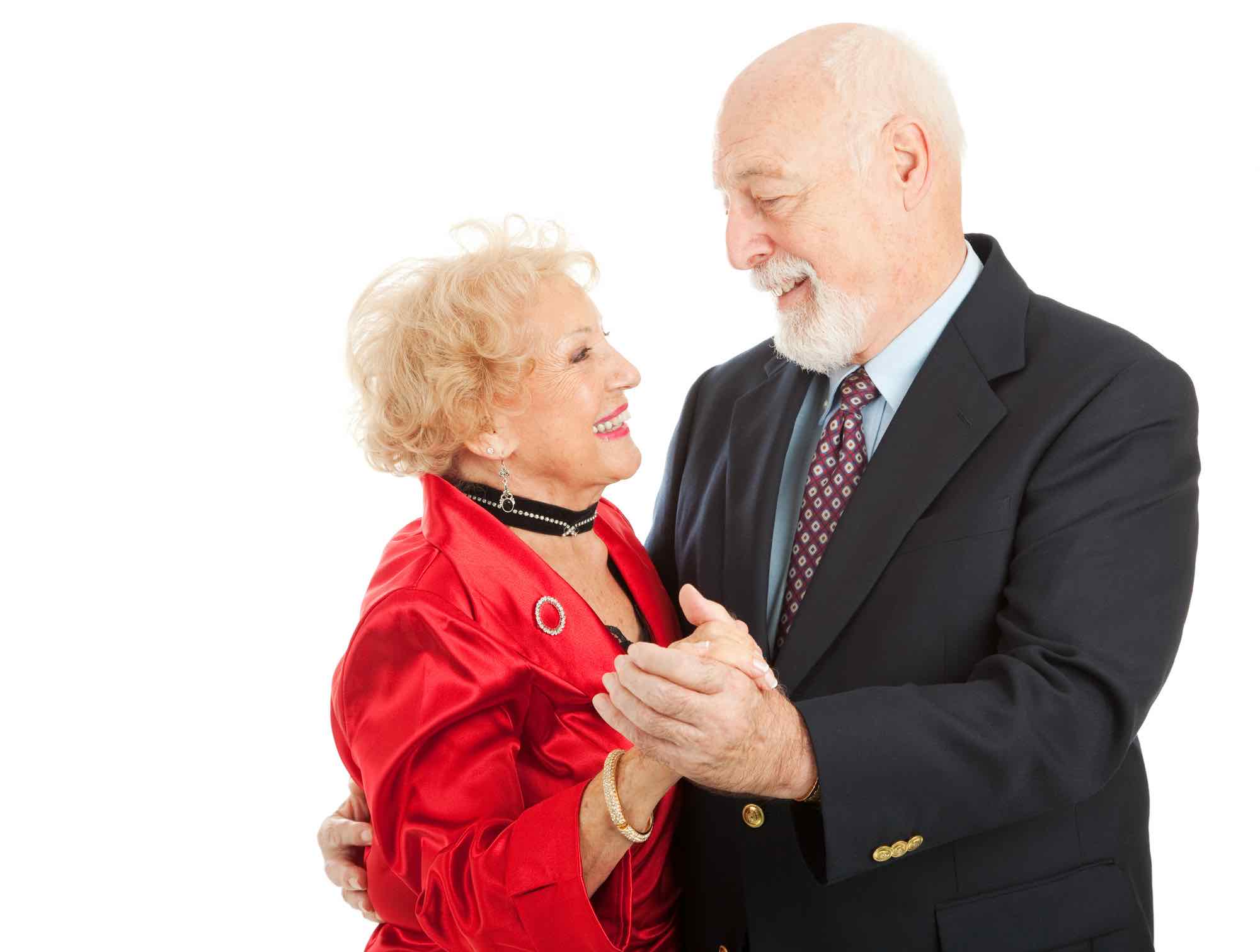 Senior citizens dancing together for prom