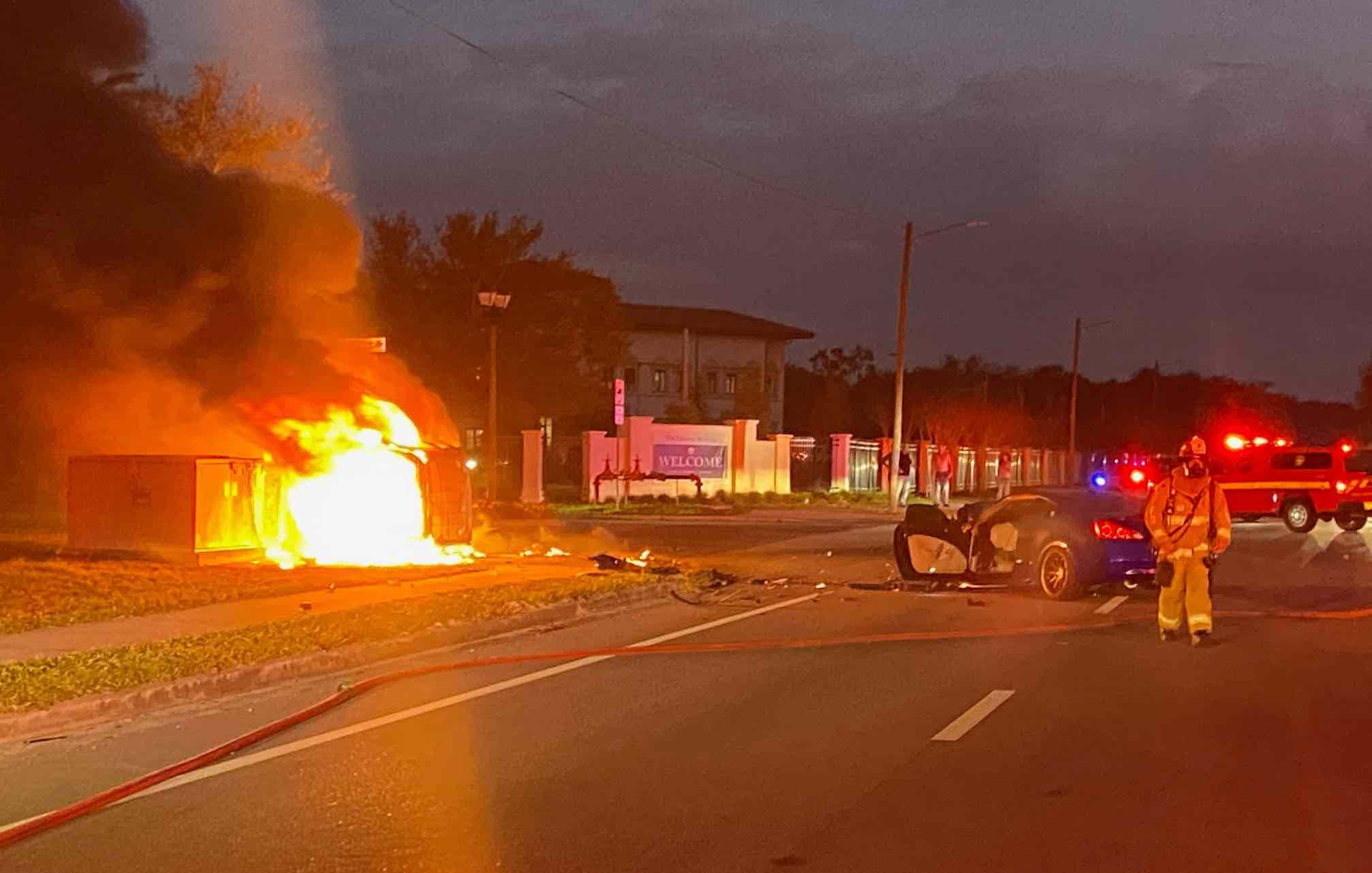 Car fire destroys transformer in Casselberry on February 12, 2024