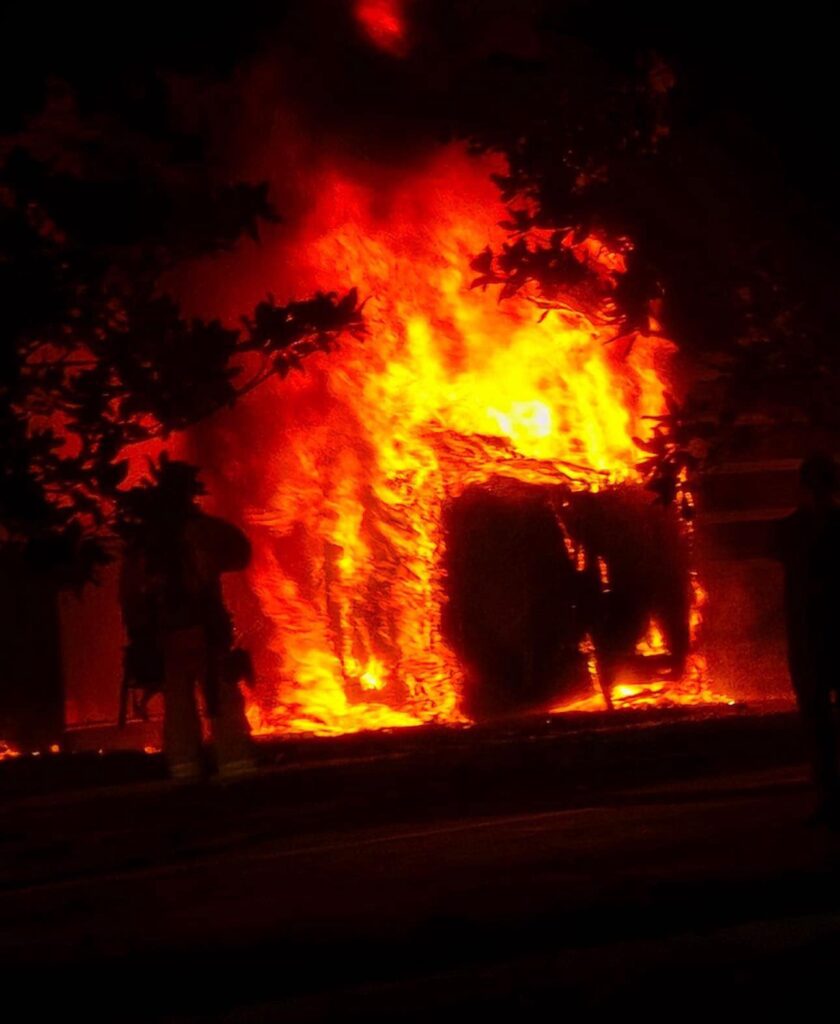 Car fire rages after accident in Casselberry on February 12 2024