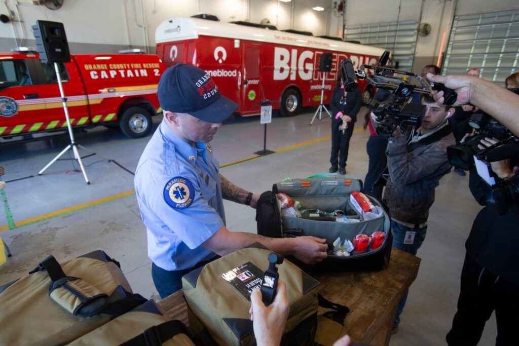 Orange County Fire Rescue launches new lifesaving program involving blood transfusions paramedic demonstrating new program (2)