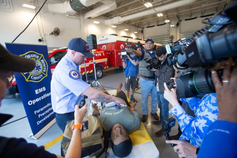OCFR demonstrating how its paramedics will perform blood transfusions in the field. (Photo: Orange County Fire Rescue)