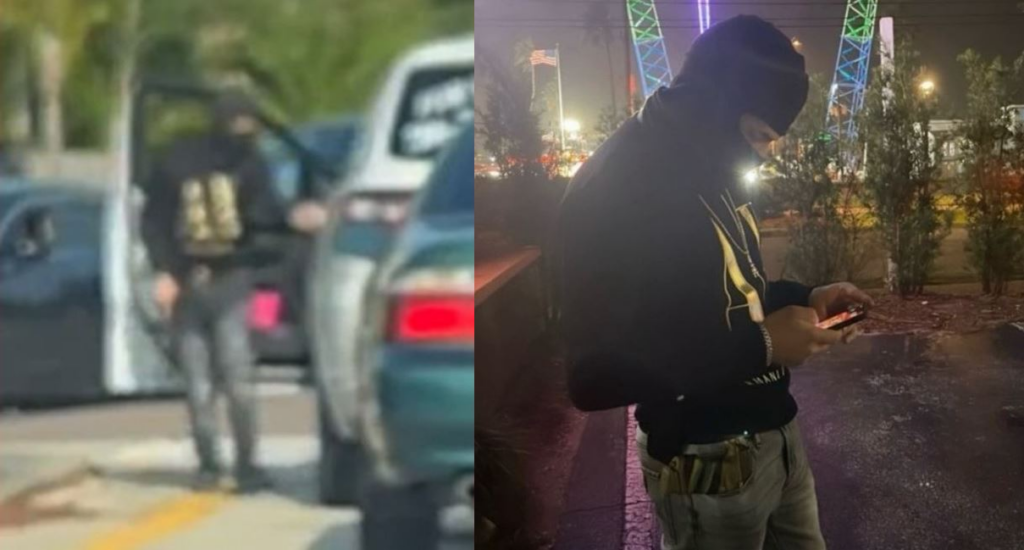 A photo of the armed carjacker (left) and a photo of Jordanish Torres Garcia taken from his social media (right)