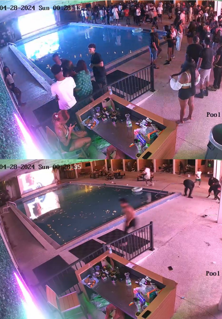 Crowd at Cabana Live in Sanford before (above) and after (below) shots were fired
