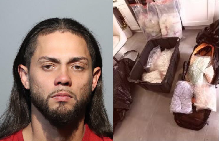 George Andrew Pherai-Bogeajis, 35, has been charged with drug trafficking after 150 pounds of meth and multiple other drugs were seized by Drug Enforcement Administration agents.