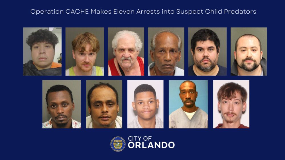 A total of 11 men were arrested this month during a child predator sting operation led by the Orlando Police Department.
