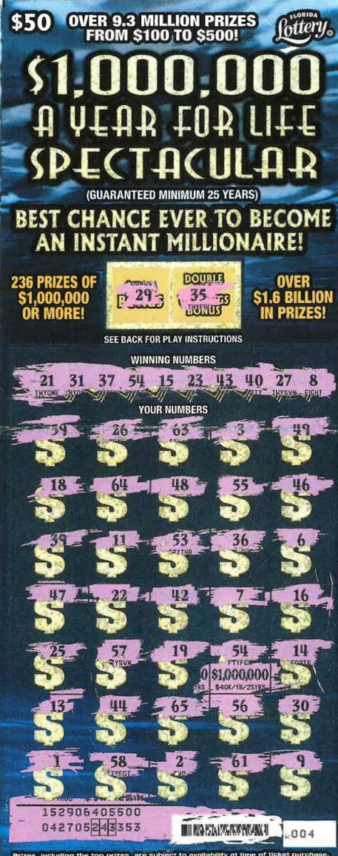 Preston Legge $1M YR LIFE $1M Winning Ticket Pic