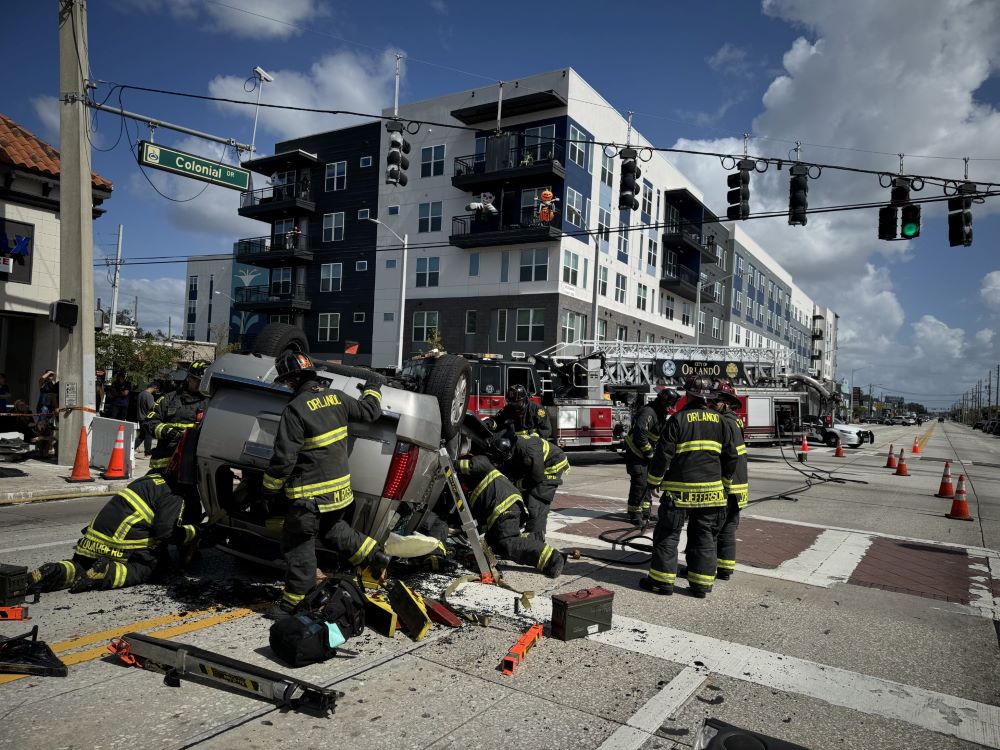 Rollover crash with entrapment at intersection of Colonial Drive and Fern Creek Avenue in Orlando on October 22, 2024 1 photo by Orlando Fire Dept