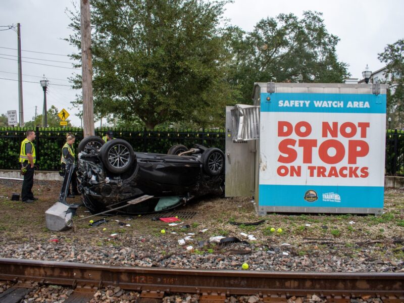 A car was struck by a SunRail train near a Maitland intersection on November 6, 2024. (Photo: City of Maitland)