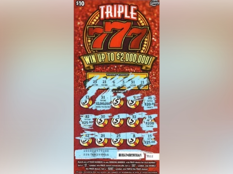 This $2 million winning scratch-off ticket was recently purchased at a Publix in Orlando. (Photo: Florida Lottery)