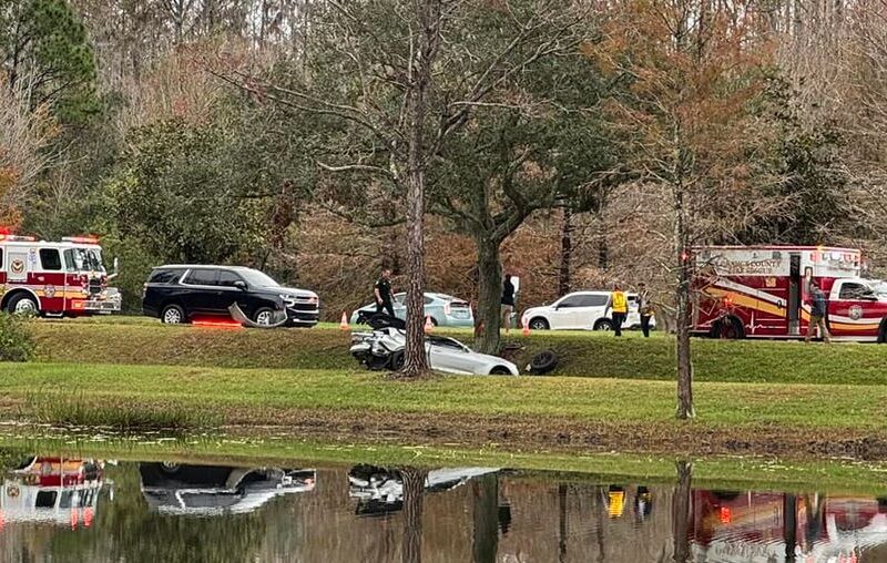 A driver was killed on December 30, 2024, after he lost control of his car and struck a tree on Town Center Boulevard in Orlando. (Photo: Facebook)
