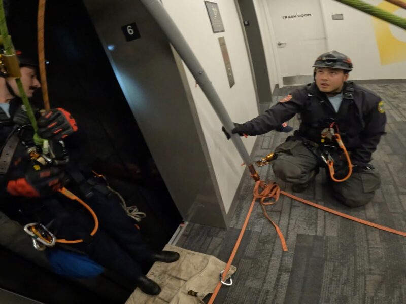 Orlando firefighters conducting a rescue operation on January 14, 2025, after a person became trapped in a six-story elevator. (Photo: Orlando Fire Department)