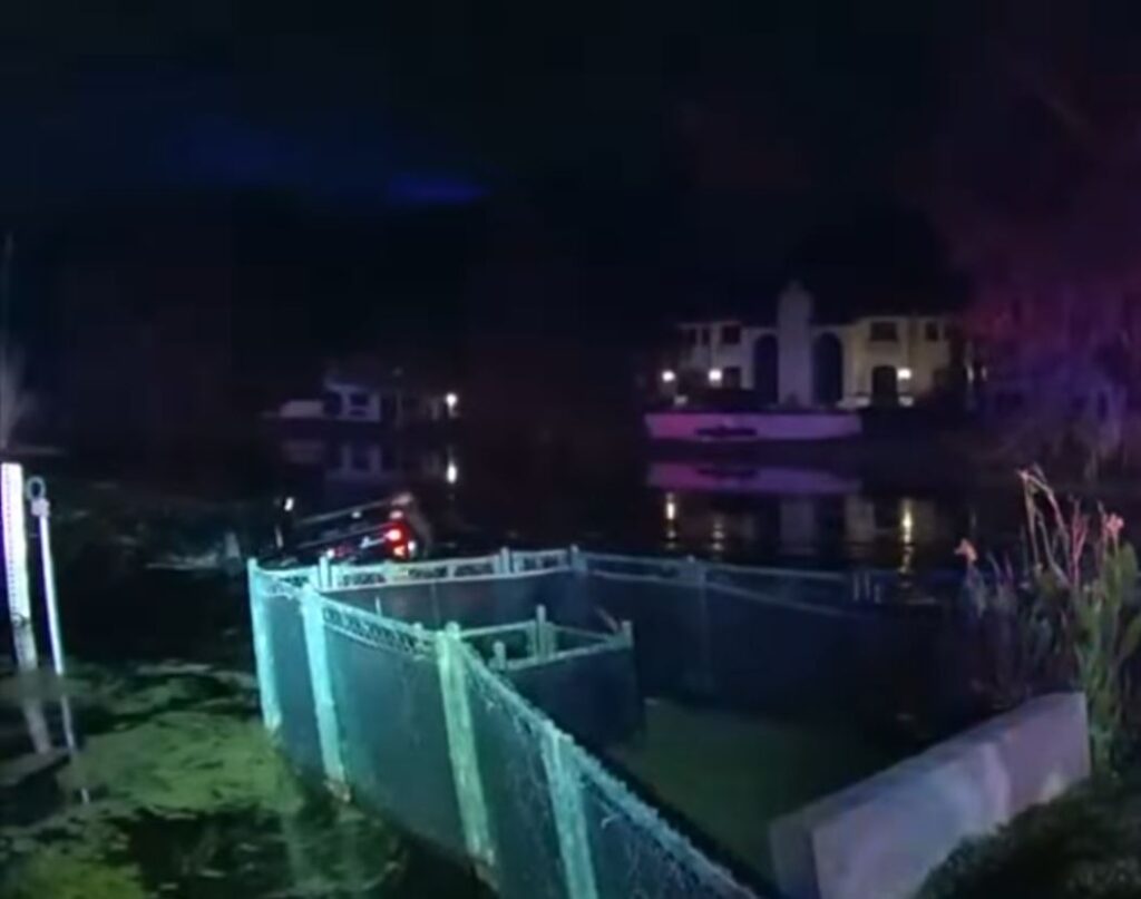 Police and firefighters rescued an elderly man after his truck plunged into a pond in Winter Park on January 15, 2025. Photo by Winter Park Police Department