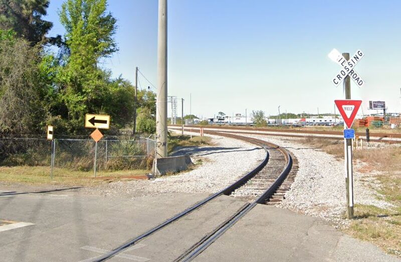 A motorcyclist was fatally struck by a SunRail train near the intersection of Intermodal Way and Central Florida Parkway in Orlando on April 29, 2025. (Photo: Google)