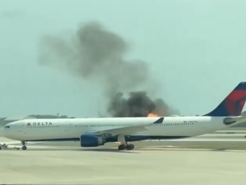 A Delta plane caught fire on Monday morning at Orlando International Airport. (Photo: Dylan Wallace)