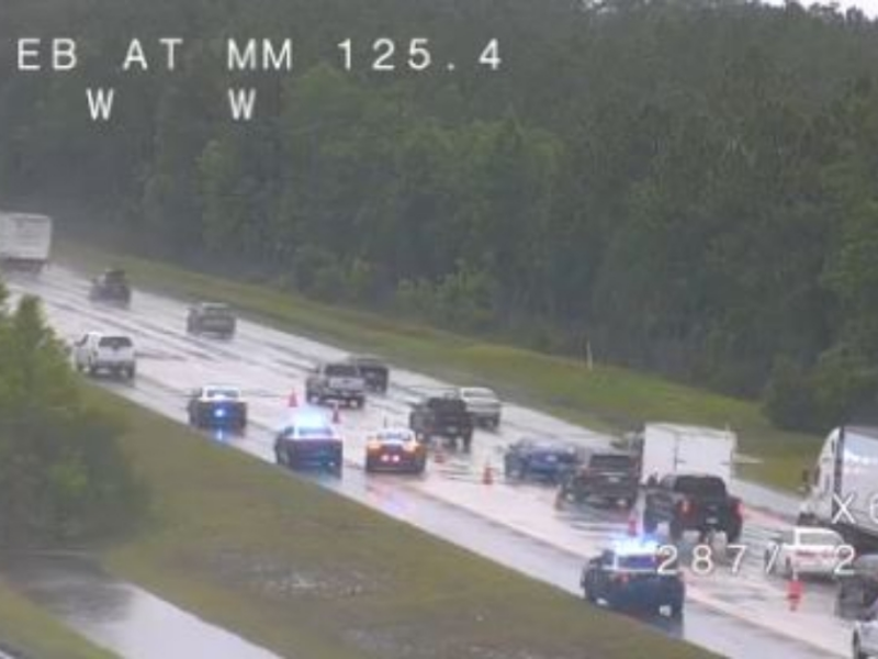A rollover crash on I-4 in Volusia county, near mile marker 125, left one person dead and four others injured on May 12, 2025. (Photo: FL511)