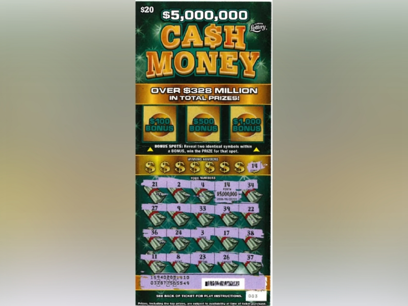 This $5 million winning scratch-off ticket was sold at a RaceTrac in Kissimmee. (Photo: Florida Lottery)