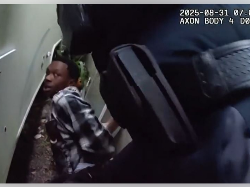 VCSO deputies arresting Jerron Anthony Singletary after he allegedly broke into his ex-girlfriend's home and fired a gun inside her bedroom on August 31, 2025. (Photo: Volusia County Sheriff's Office)