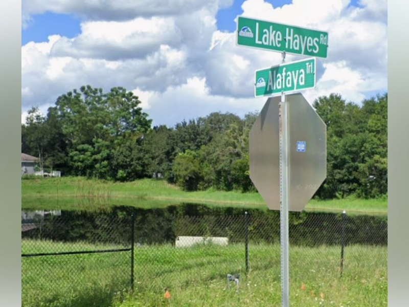 On September 8, 2025, an Oviedo woman died after her SUV crashed into a retention pond located near the intersection of Alafaya Trail and Lake Hayes Road. (Photo: Google)