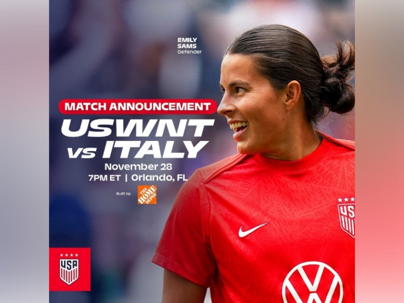 On November 28, 2025, the U.S. Women's National Team will face Italy in a friendly match in Orlando. (Photo: Greater Orlando Sports Commission)