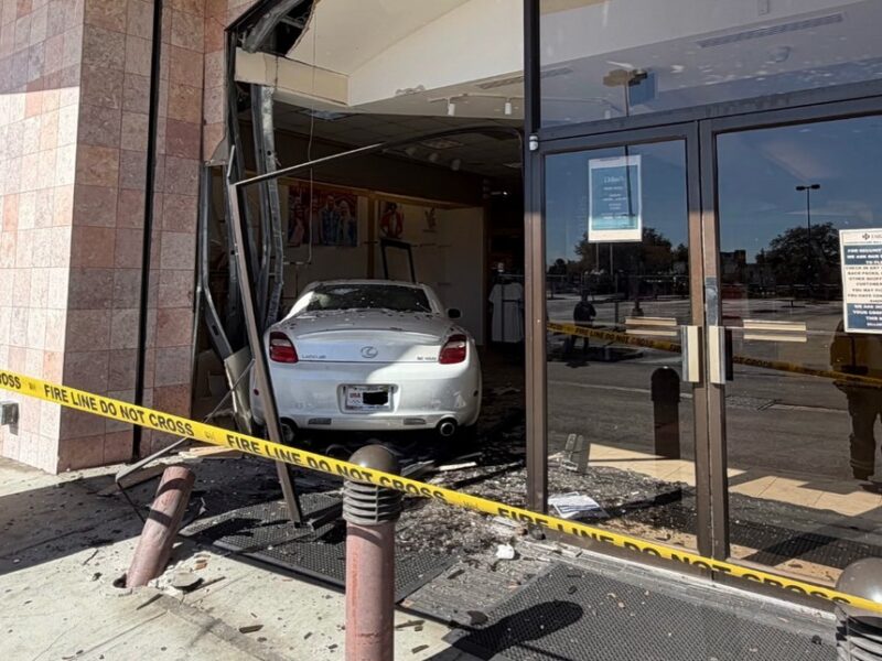 A car crashed into a building along E Colonial Drive in Orlando on January 16, 2026. (Photo: Orlando Fire Department)