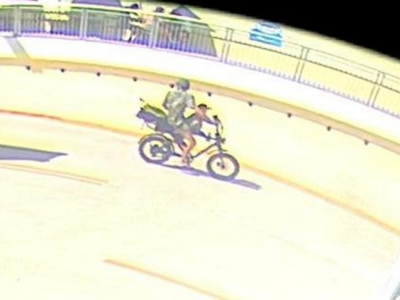 On February 21, 2026, these two individuals allegedly fled from a local beach on their e-bike after hitting a 5-year-old child. (Photo: Volusia County Sheriff's Office)