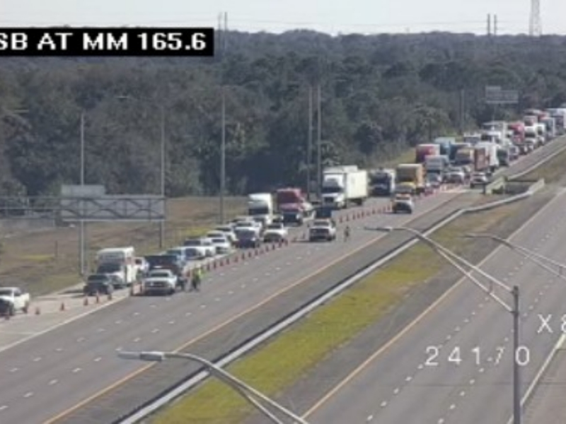 A large brush fire shut down a seven-mile stretch of I-95 in Brevard County on February 2, 2026. (Photo: FL511)