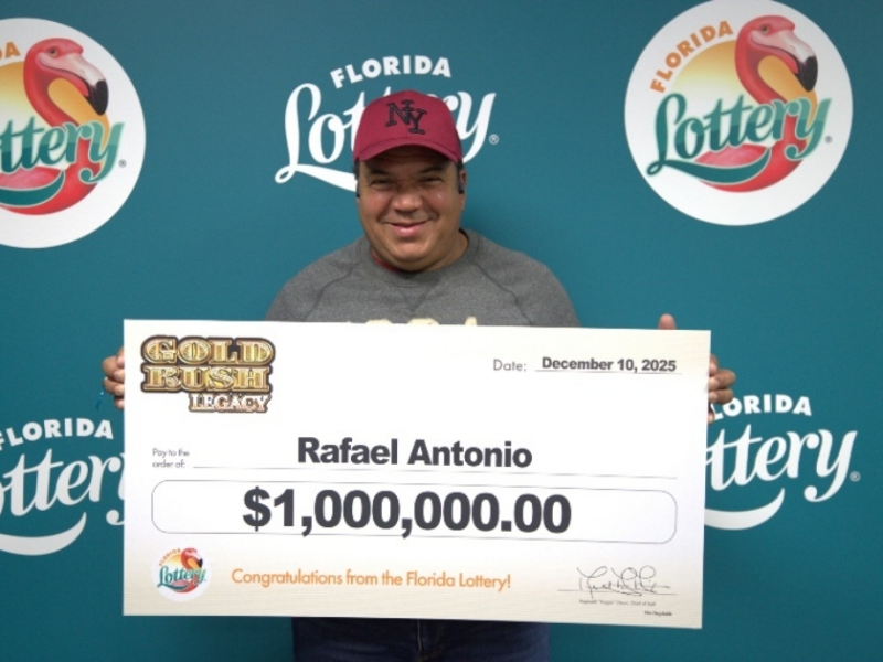 Kissimmee resident Rafael Antonio turned $20 into $1 million after purchasing a scratch off lottery ticket at a RaceTrac convenience store in Orlando. (Photo: Florida Lottery)