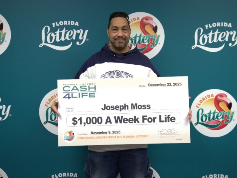 Orlando resident Joseph Moss won $1,000 a week for life from the Cash4Life drawing held on November 9, 2025. (Photo: Florida Lottery)