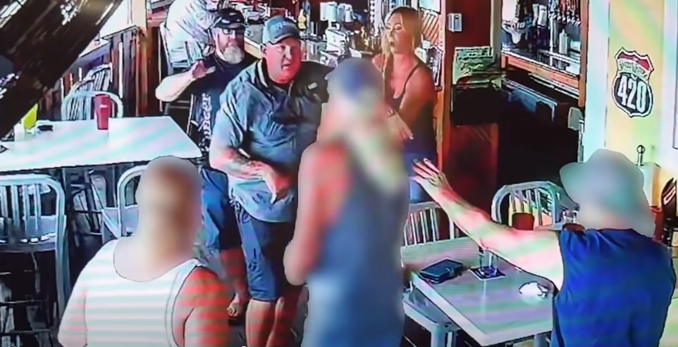 A bystander approaching off duty VCSO sergeant Jason Scott Stickels from behind during the bar altercation. photo by vcso
