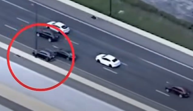 One of the suspect vehicles fleeing from law enforcement on July 9, 2026